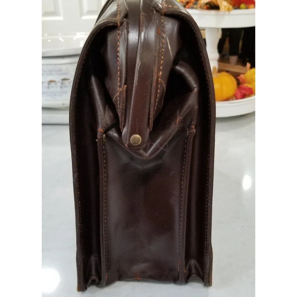 Vintage Crestlock lawyer bag briefcase genuine cowhide